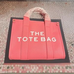 Women’s Structured Coral Tote Bag with Bold Text